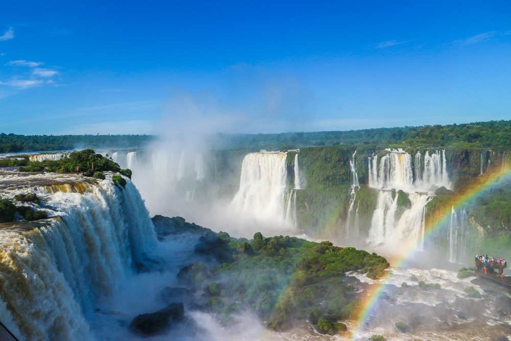 overview of the mighty iguazu falls brazil