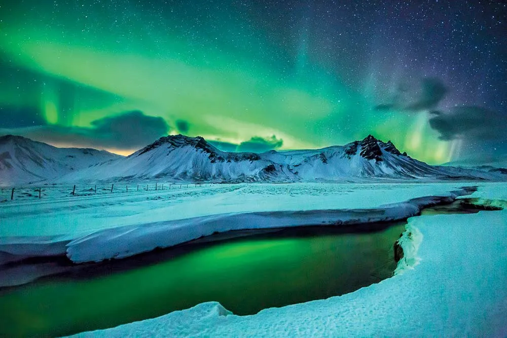 aurora borealis peninsula snaefellsnes iceland march 2013